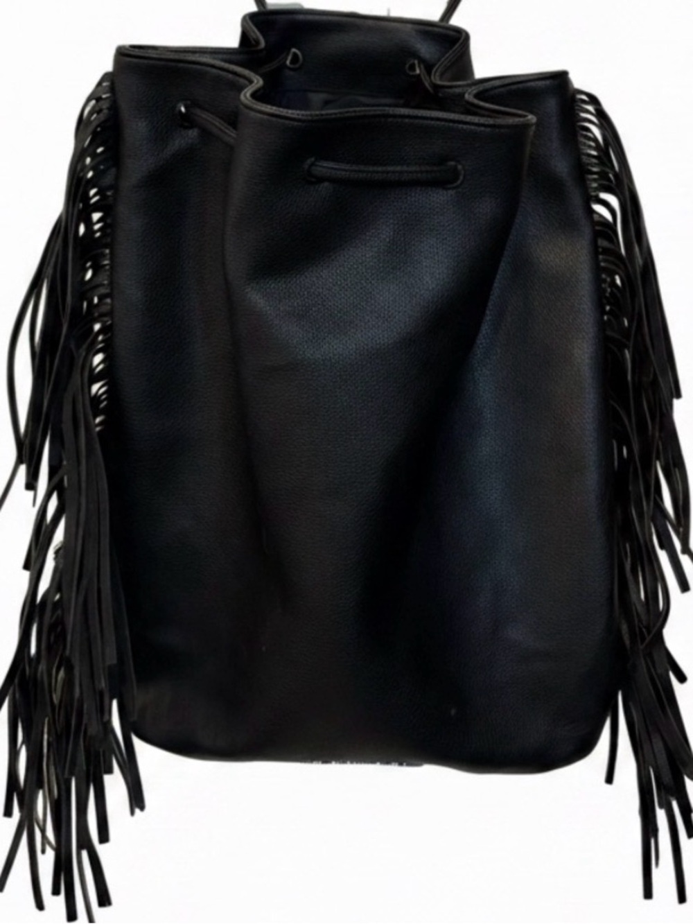 Victoria's Secret Black Fringe Drawstring Backpack - Picture 2 of 5